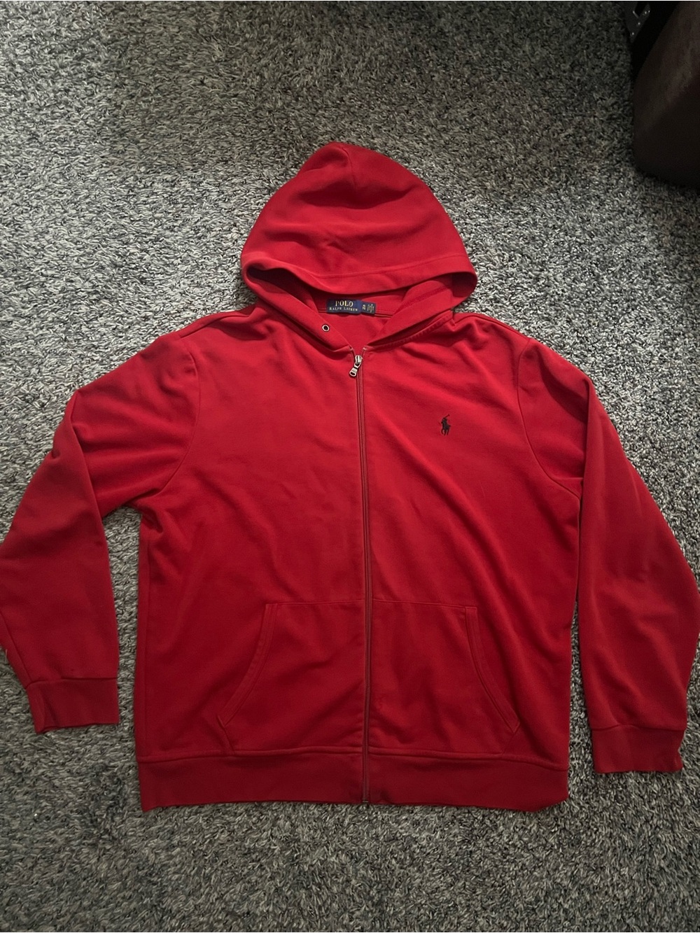 Ralph Lauren Red Zip-Up Hoodie Sweater